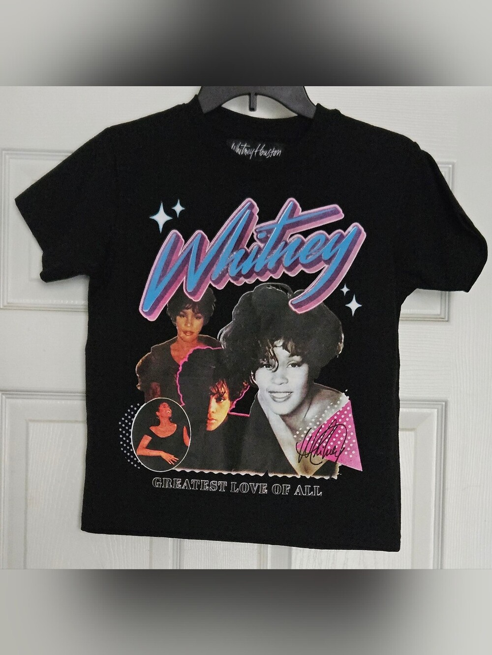 Whitney Houston Black 'Greatest Love of All' Graphic Tee Sz Large NWOT